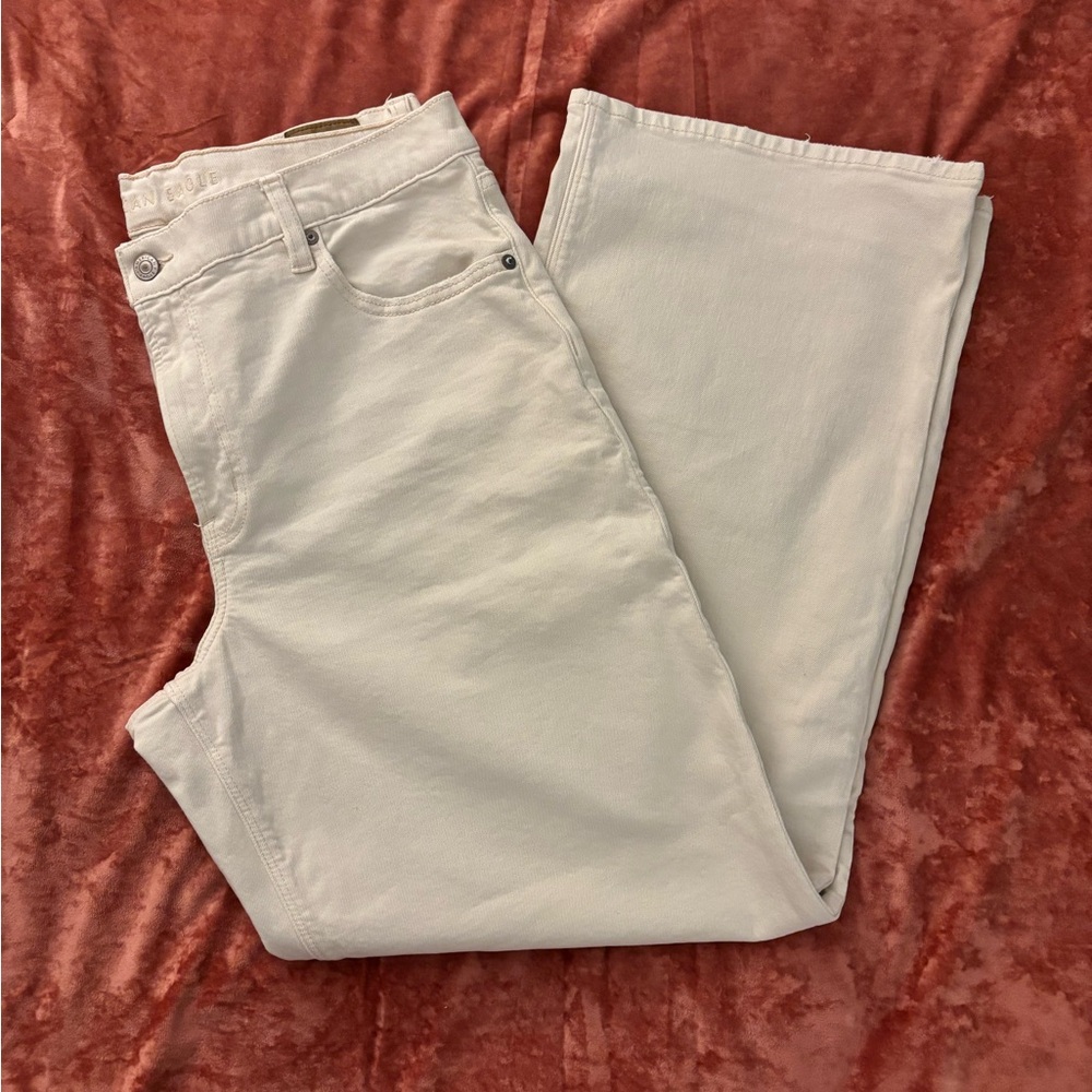 American Eagle Outfitters Stovepipe Jeans, Color: Cream, Size: 14